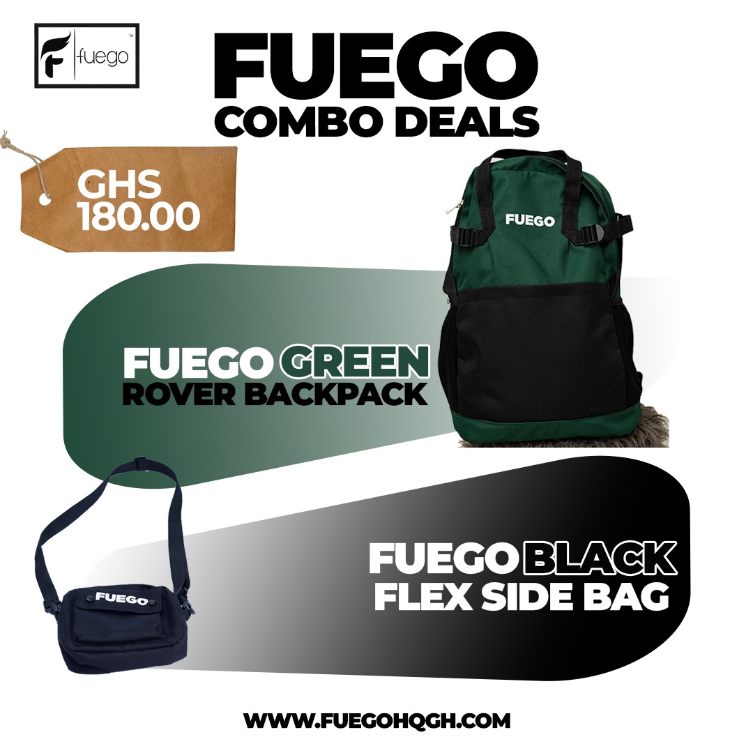 Fuego Green Rover Backpack + Fuego Black Flex Side Bag